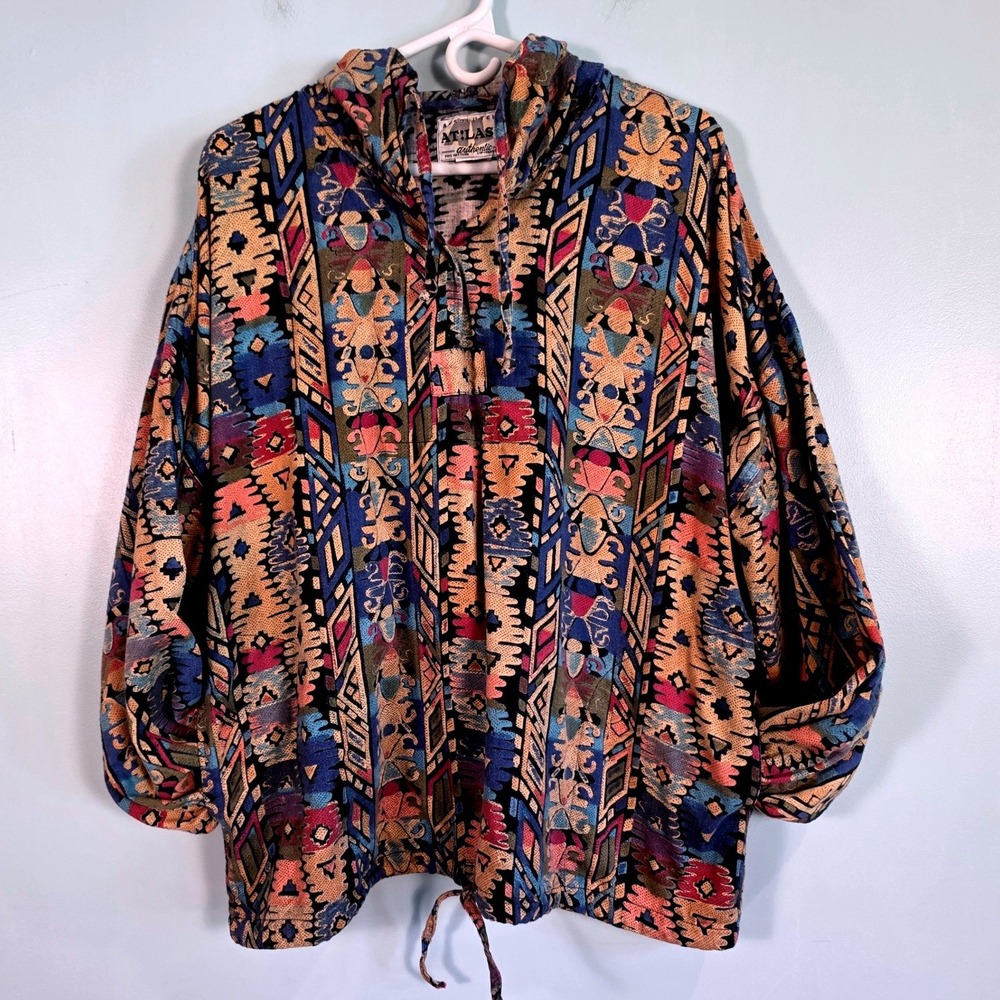 Vintage 1992 Absolutely At Last Southwestern Cotton Hooded Pullover Medium